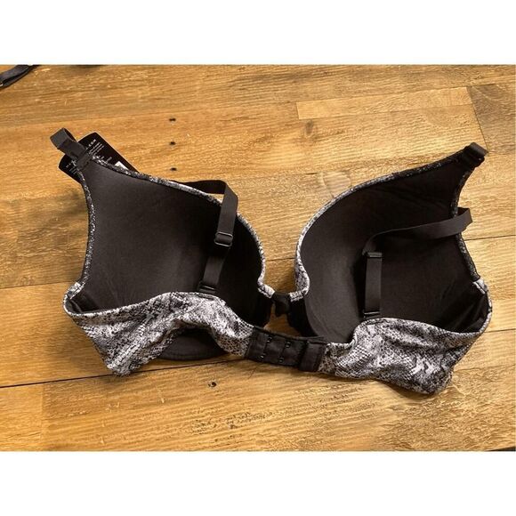 Maidenform 34D NWT snake skin print push-up bra grey black - Picture 5 of 6